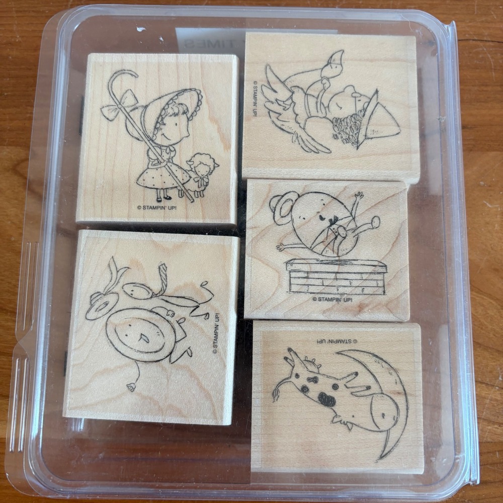 Stampin Up Nursery Times Wood Mount Rubber Stamp Set 5pc Retired Nursery Rhymes